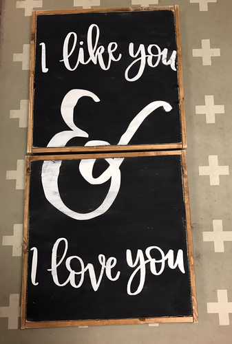 I Like You & I Love You vertical - Two Sign Set