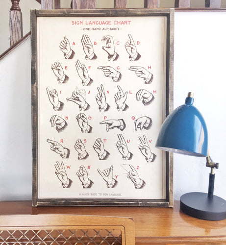 Sign Language Chart- Wood Sign