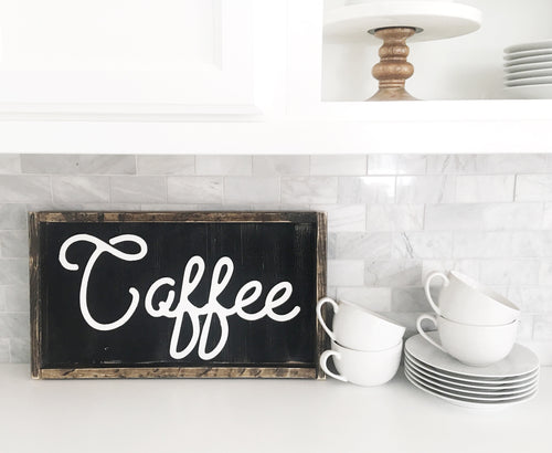 Coffee (Cursive)- Wood Sign